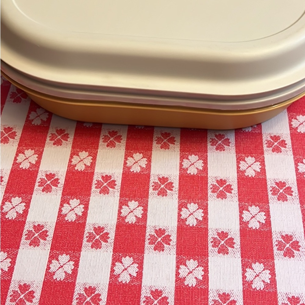 Vintage Tupperware Oblong Server 3 Piece Harvest Gold Almond